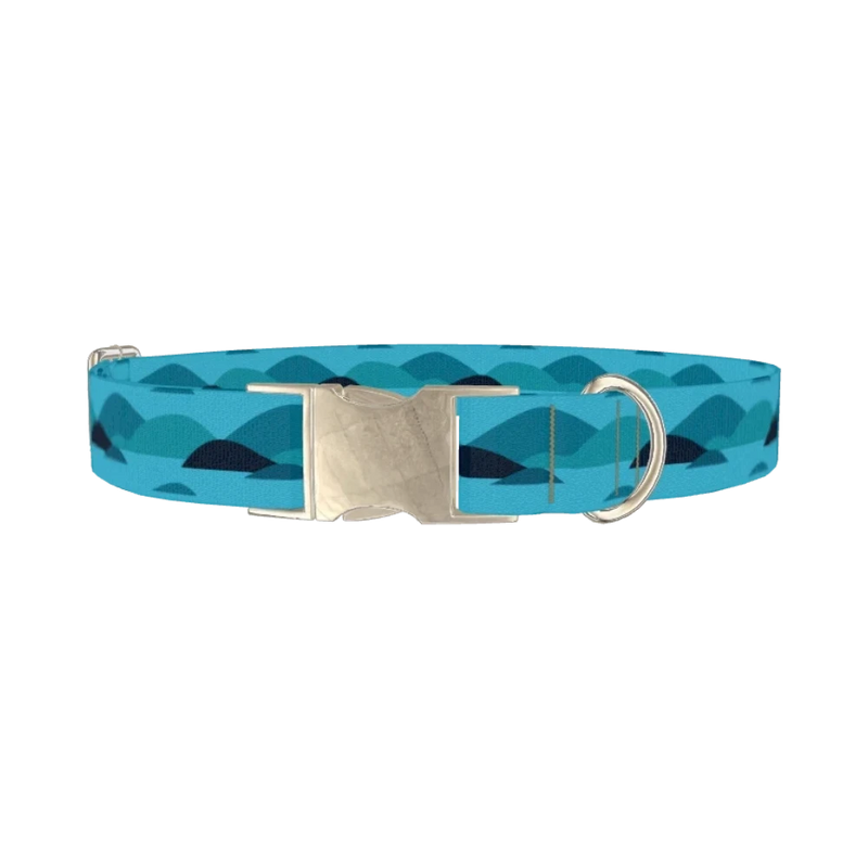 Abstract Landscape Dog Collar - metal silver