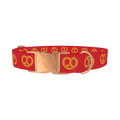 Red Pretzel Dog Collar - metal rose gold