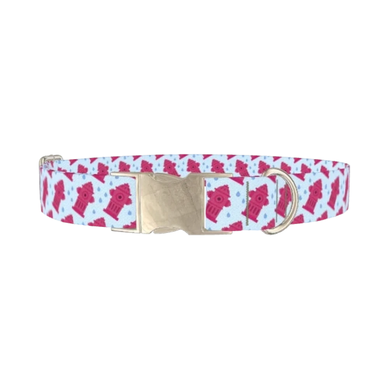 Pink Hydrant Dog Collar - metal silver