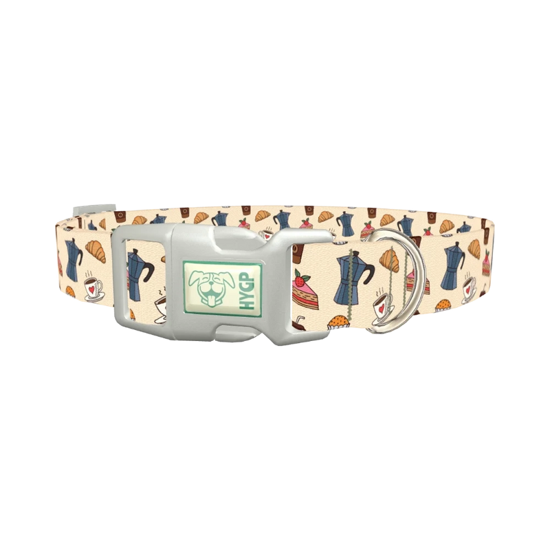 Coffee and Pastry Dog Collar - plastic silver