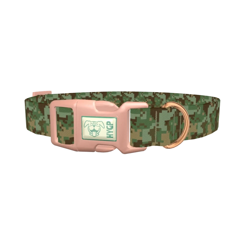 Pixel Camo Dog Collar - plastic rose gold