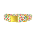 Floral Tulip Stripes Dog Collar - metal gold