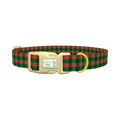 Plaid Green Dog Collar - plastic gold