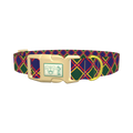 Festive Blue Plaid Dog Collar - plastic gold