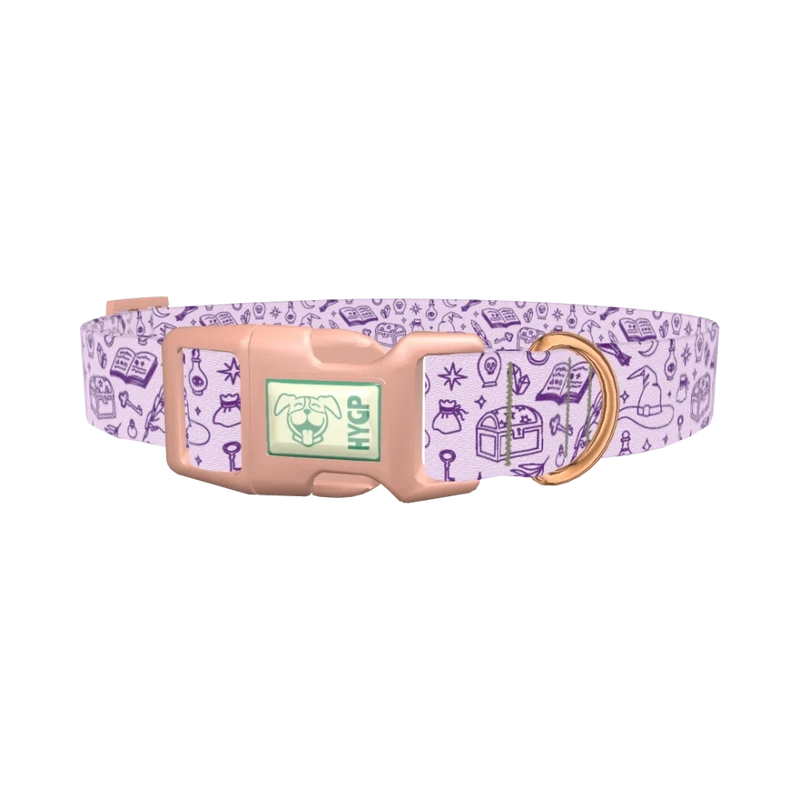 Witchy Magic Elements Dog Collar - plastic rose gold