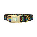 Rainbow Peace Dog Collar - plastic gold