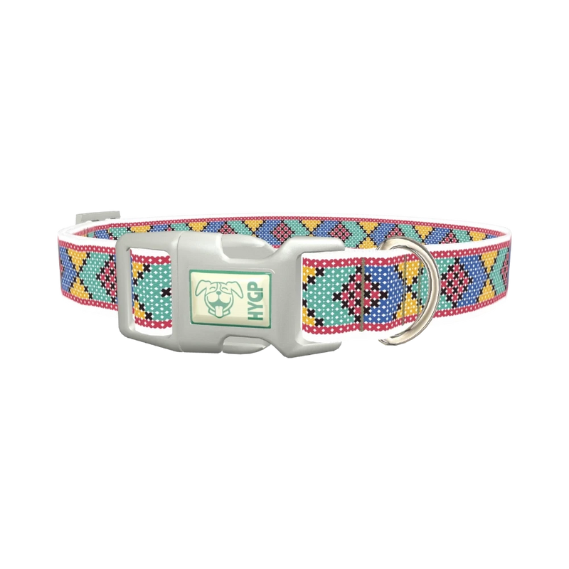 Geometric Pattern Dog Collar - plastic silver