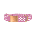 Pink Polka Dot Dog Collar - metal gold