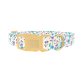Blue Purple Floral Dog Collar - plastic gold