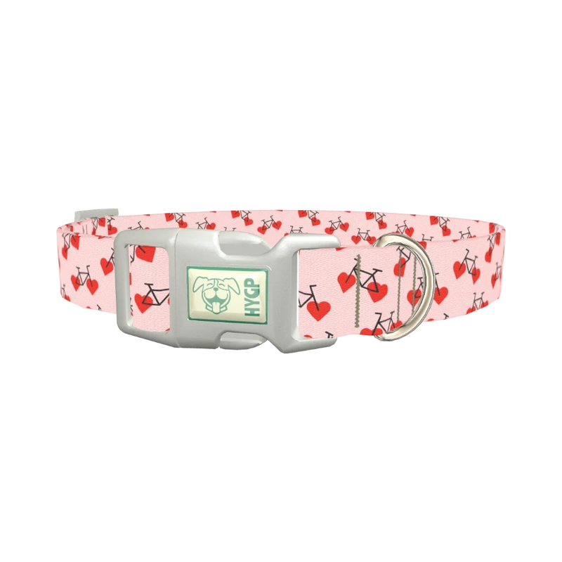 Valentine Heart Bike Dog Collar - plastic silver