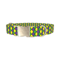 Mardi Gras Rhombus Dog Collar - metal silver