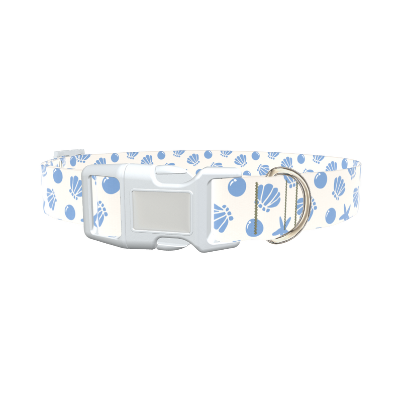 Seashells Beach Dog Collar - plastic rose gold