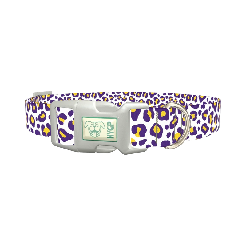 Leopard Print Dog Collar - plastic silver