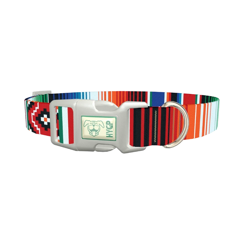Mexican Stripe Pattern Dog Collar - plastic silver