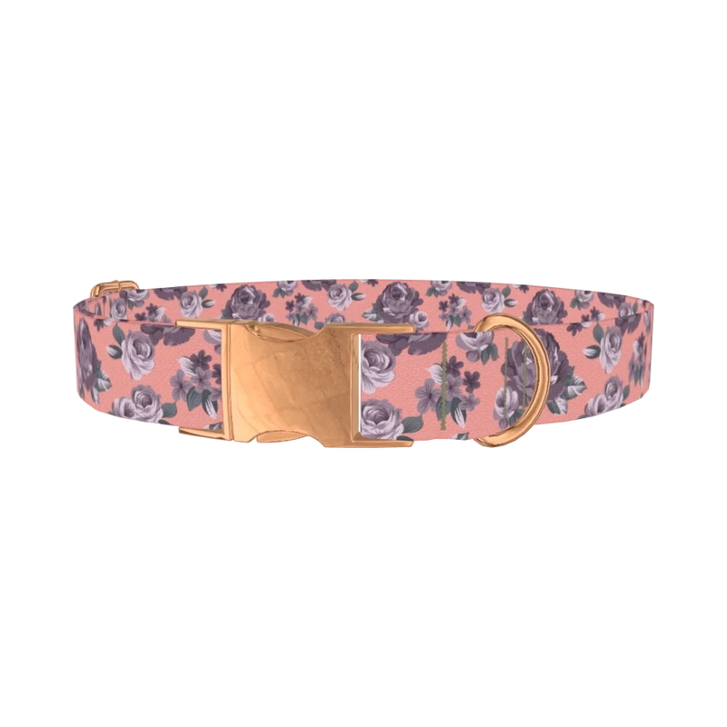 Pastel Rose Bouquet Dog Collar - metal rose gold