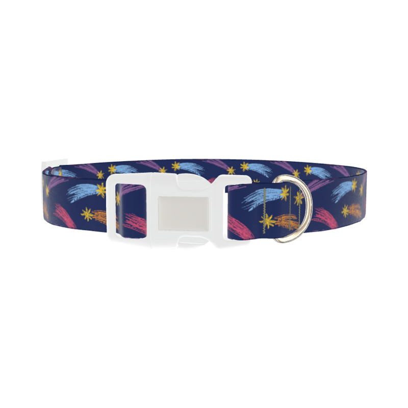 Shooting Stars Dog Collar - plastic silver