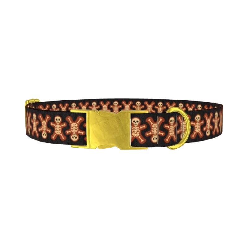 Gothic Gingerbread Dog Collar - metal gold