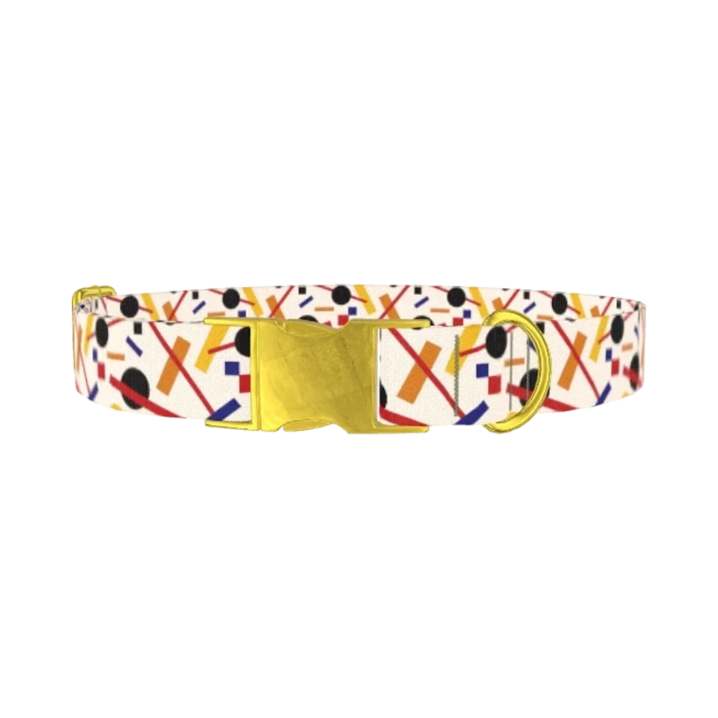Geometric Abstract Dog Collar - metal gold