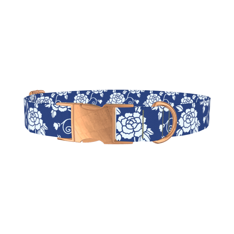 Floral Pattern Dog Collar - metal rose gold