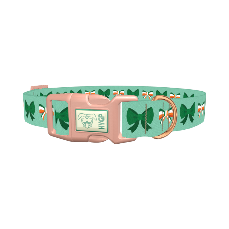St. Patrick's Bow Dog Collar - plastic rose gold