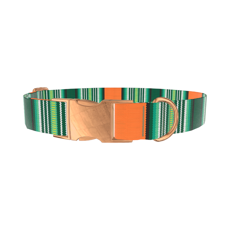 Woven Stripe Dog Collar - metal silver