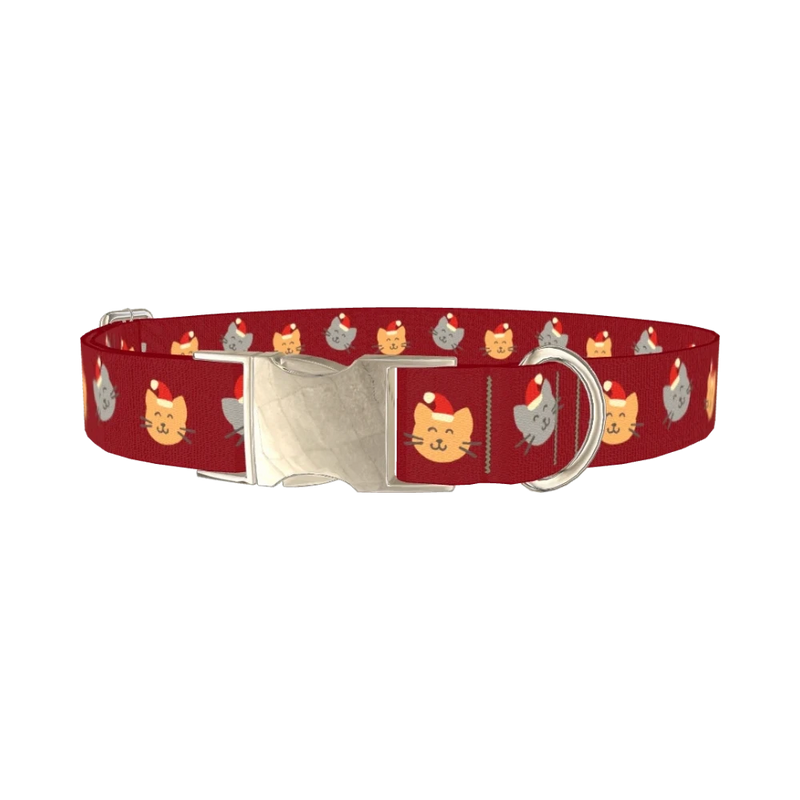 Santa Cat Dog Collar - metal silver