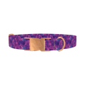 Purple Tie-Dye Dog Collar - metal rose gold