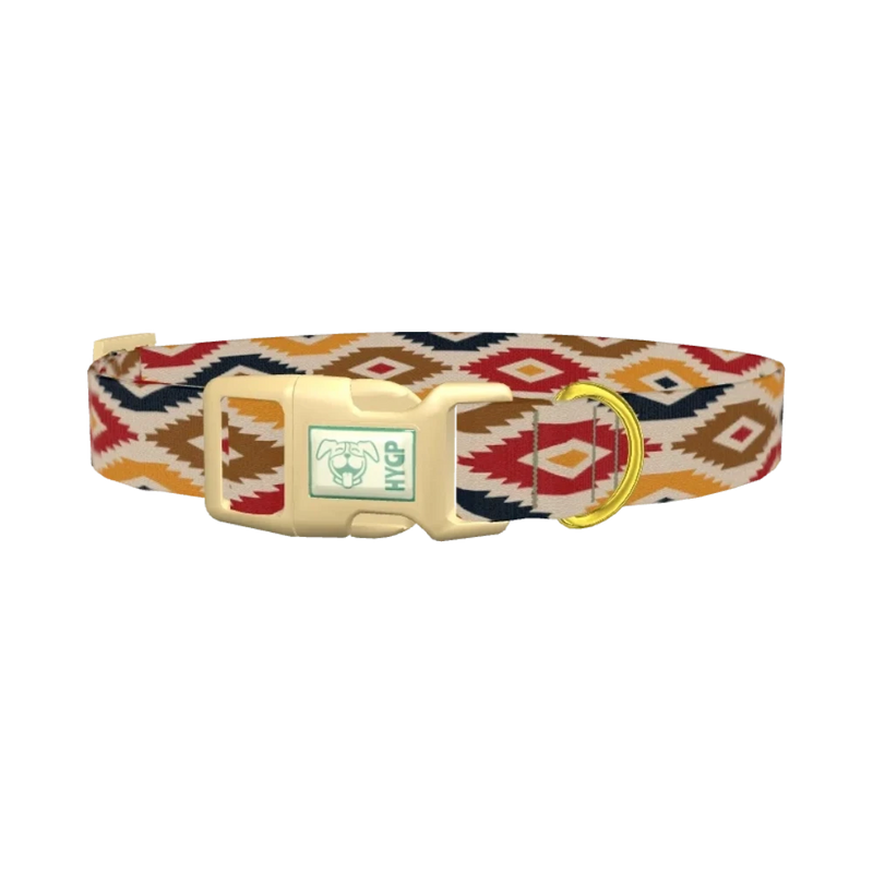 Tribal Rhombus Star Dog Collar - plastic gold