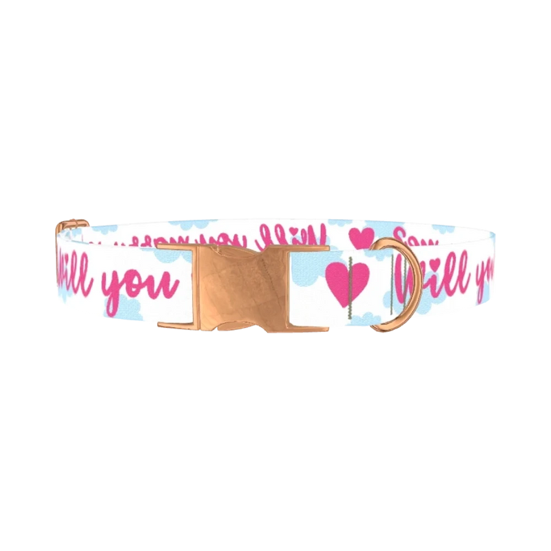 Romantic Heart Dog Collar - metal rose gold