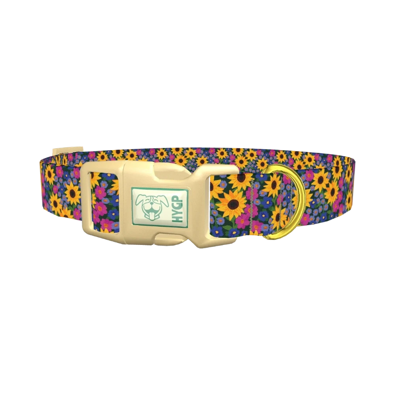Floral Sunflower Dog Collar - plastic gold