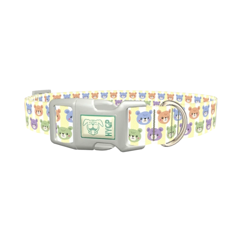 Teddy Bear Stripes Dog Collar - plastic silver