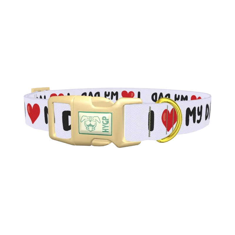 I Love My Dad Dog Collar - plastic gold