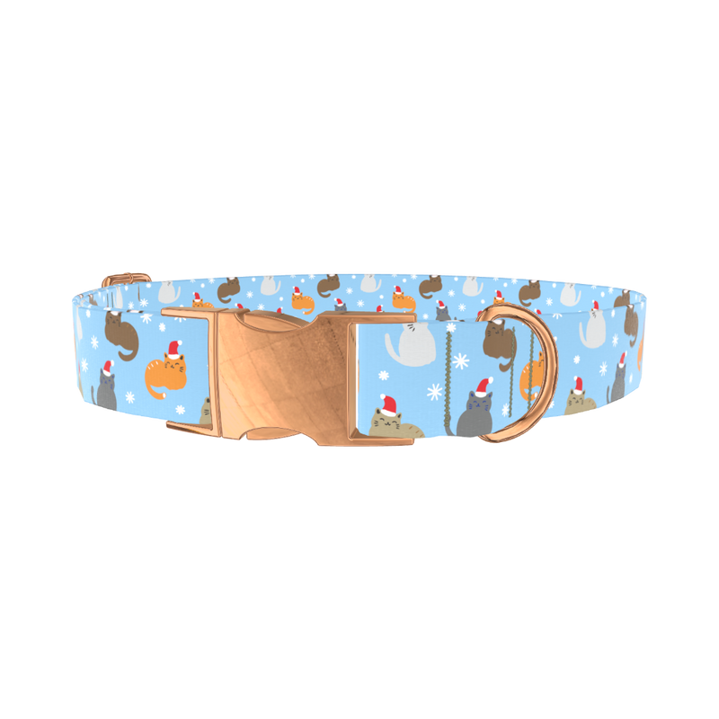 Festive Cat Dog Collar - metal rose gold