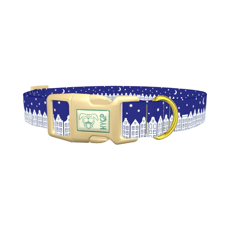 Christmas Night Town Dog Collar - plastic gold