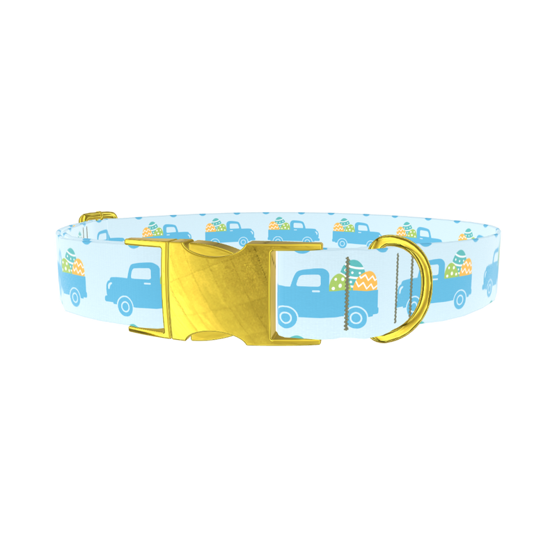 Easter Truck Dog Collar - metal gold