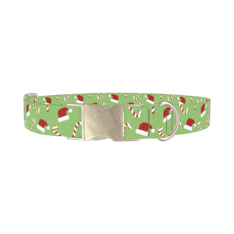 Santa Hat Candy Dog Collar - metal silver