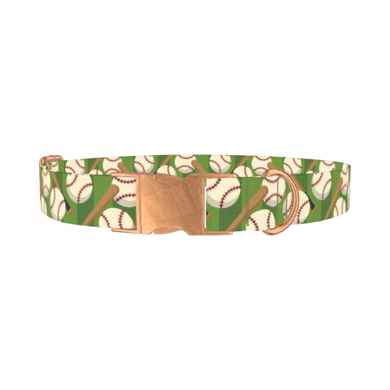 Baseball Pattern Dog Collar - metal rose gold