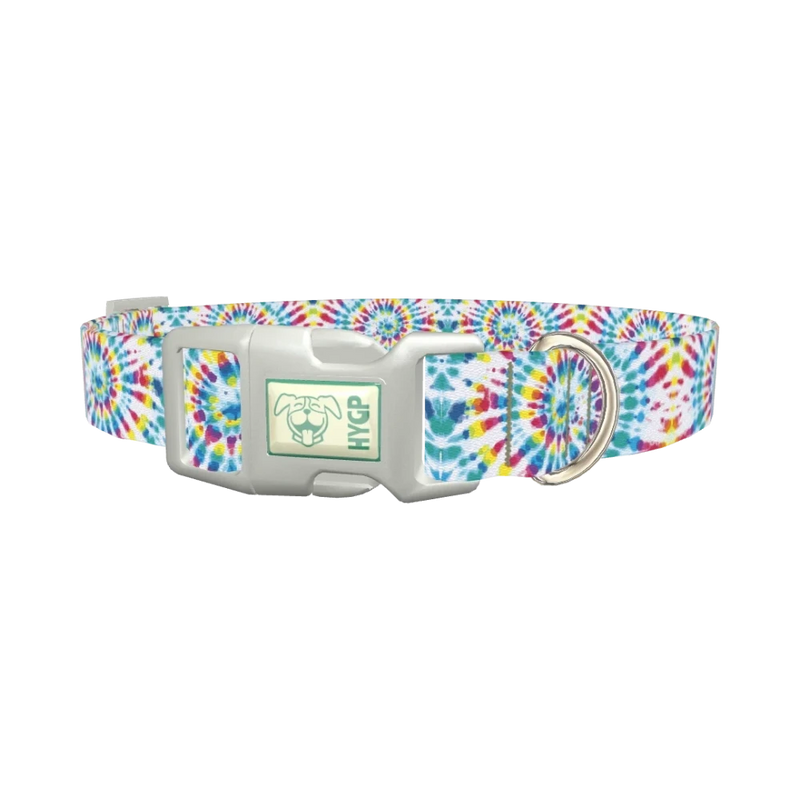 Spiral Tie-Dye Dog Collar - plastic silver