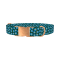 Blue Daisy Floral Dog Collar - metal rose gold
