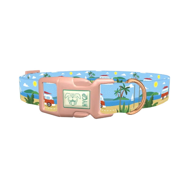 Beach Vacation Dog Collar - plastic rose gold