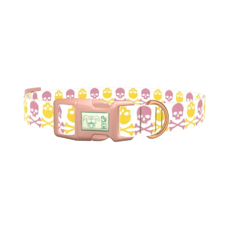 Multicolor Skull Dog Collar - plastic rose gold