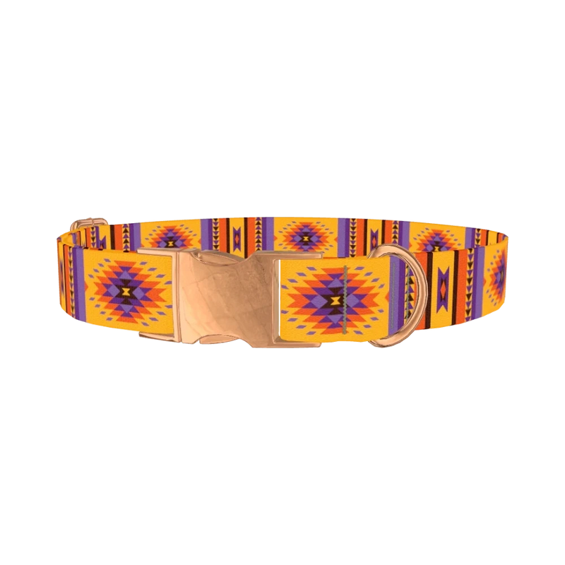 Mexican Tribal Star Dog Collar - metal rose gold