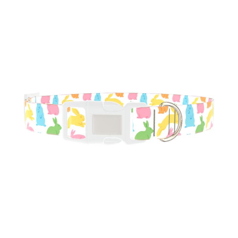 Colorful Easter Bunny Dog Collar - plastic silver
