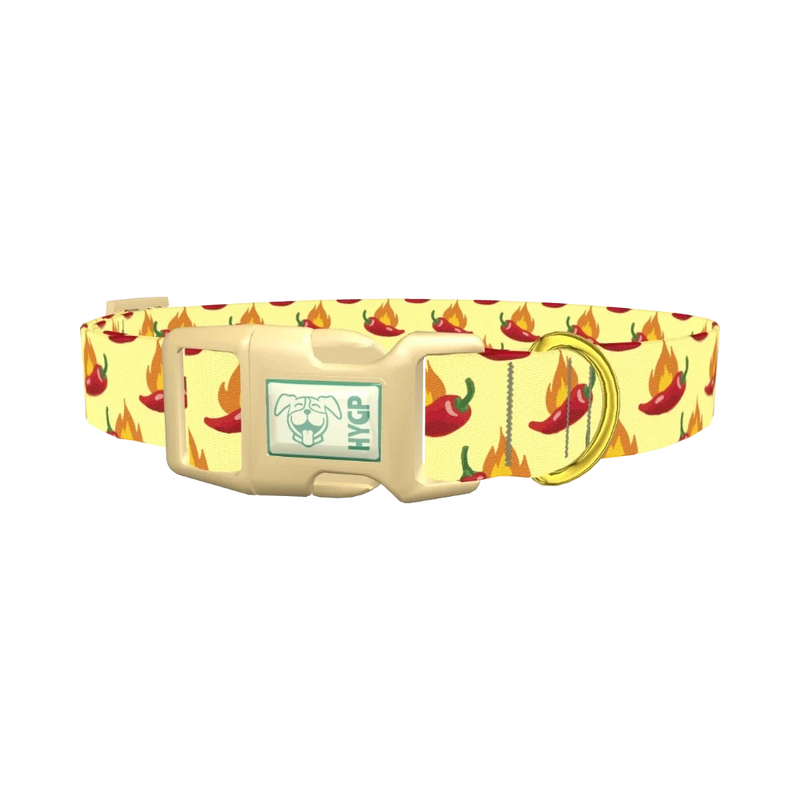 Spicy Pepper Flame Dog Collar - plastic gold