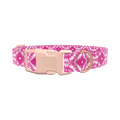 Pink Spiral Tie-Dye Dog Collar - plastic gold