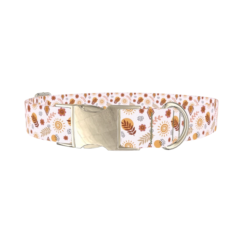 Bohemian Floral Dog Collar - metal silver