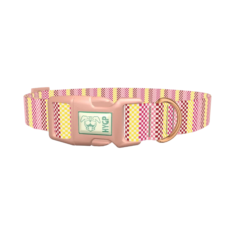 Geometric Checkered Dog Collar - plastic rose gold