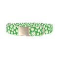 Green Daisy Meadow Dog Collar - metal silver