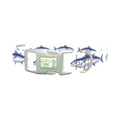 Dark Blue Fish Pattern Dog Collar - plastic silver
