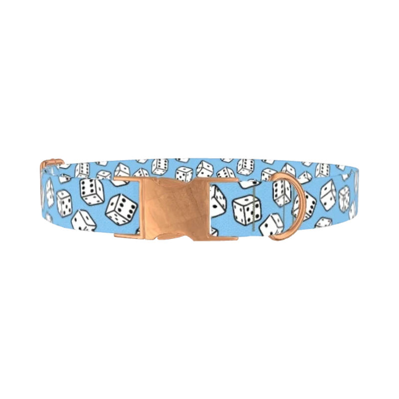 Dice Pattern Dog Collar - metal rose gold